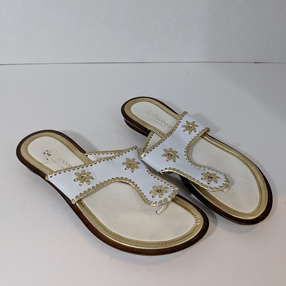 Ellegant white and gold A Giannetti sandals size 7